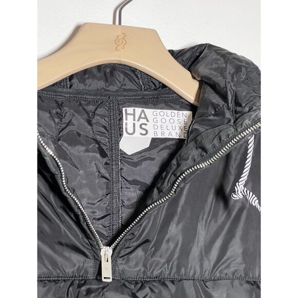 Golden Goose Haus EUC Black Hooded Puffer Anorak Jacket Size M - Picture 3 of 7